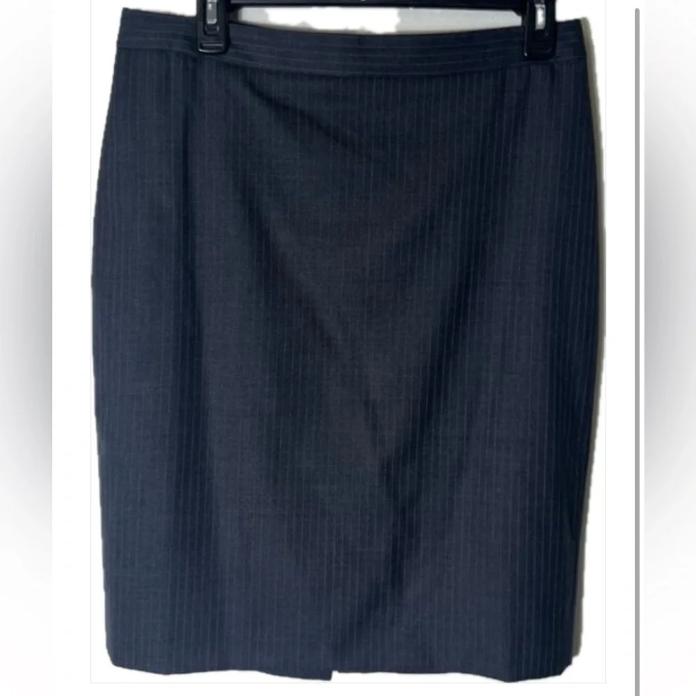 J. Crew Pinstripe Charcoal Lightweight Summer Wool Midi Column Work & Play Skirt